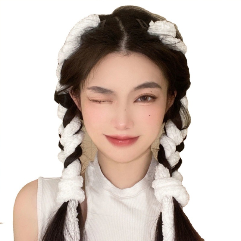 Dây Cột Tóc Phủ Lông Màu Sắc Ngọt Ngào Tùy Chỉnh Thời Trang Xuân Hè Xinh Xắn Cho Nữ