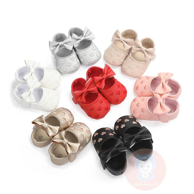 Giày Búp Bê Da PU Đế Mềm Đính Nơ Xinh Xắn Cho Bé Gái LAA6-Baby