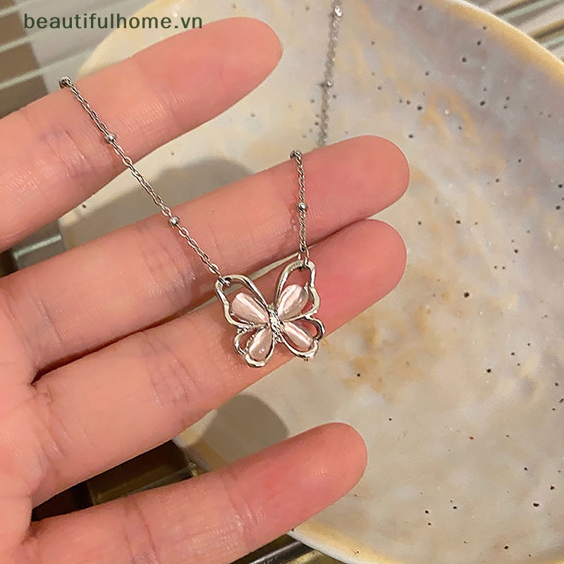 Vòng cổ Mặt Hình Bướm Rỗng Đính Đá Zircon Lấp Lánh Thời Trang Cho Nữ