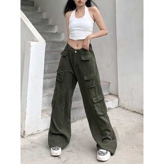  Quần kaki túi hộp Hiphop ống rộng xuông dài cargo pants trơn thời trang cho nữ nam 