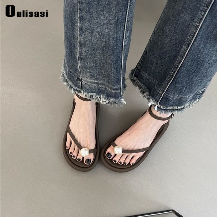 Giày Sandal Đế Phẳng Dày Dặn Thoải Mái Phong Cách Hàn Quốc Mới Cho Nữ