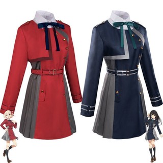 Lycoris Recoil Nishikigi Chisato Inoue Takina Cosplay Costume Anime Red Blue Dress Backpack Uniform Halloween Party Girls Women