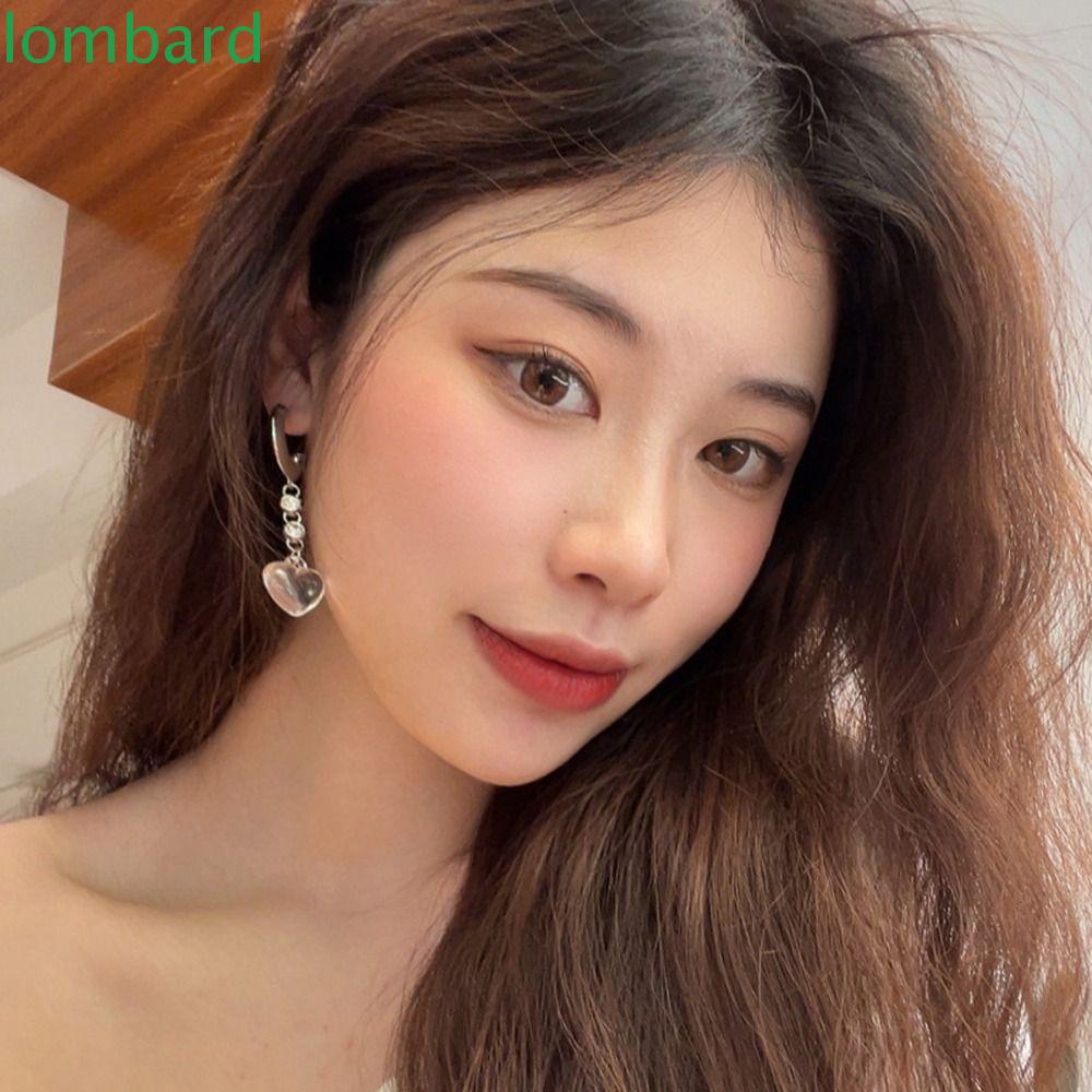 Đôi Bông Tai Hình Trái Tim Thời Trang Giản Dị Dành Cho Nữ|Bông Tai Hợp Kim Dáng Dài Phong Cách Hàn Quốc Thời Trang