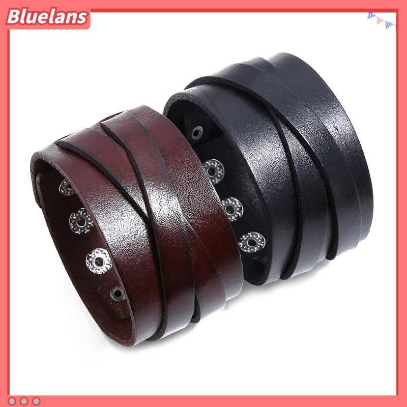 Vòng Tay Da Thiết Kế Đơn Giản Sáng Tạo Phong Cách Punk Cho Nam