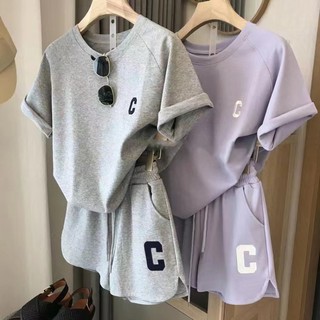 Bộ Đồ Thể Thao Nữ Gồm Quần Short + Áo Thun + Áo Thun (Ảnh Thật / Có Sẵn)