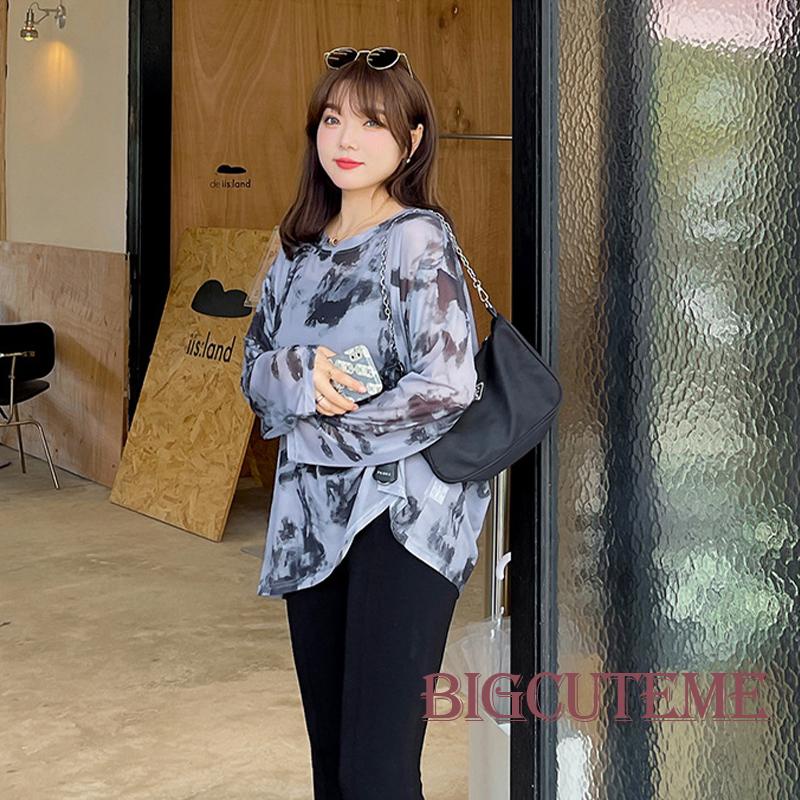 Áo Thun Lưới Tay Dài Nhuộm Màu Cổ Thuyền Trong Suốt Phong Cách Đường Phố Mùa Hè Cho Nữ