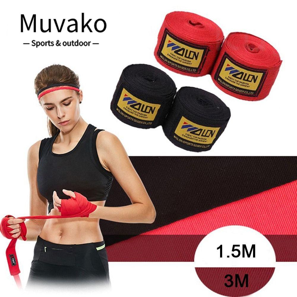 MUVAKO Bộ 2 Cuộn Băng Quấn Bảo Vệ Cổ Tay Tập Boxing Nhiều Màu