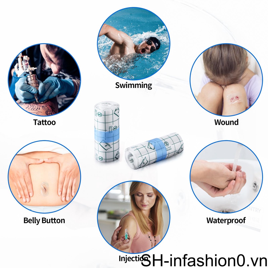 Set 2 Băng Keo Dán Cố Định Chống Thấm Nước 2mx7cm Tự Dính Thoáng Khí Dành Cho Bồn Tắm