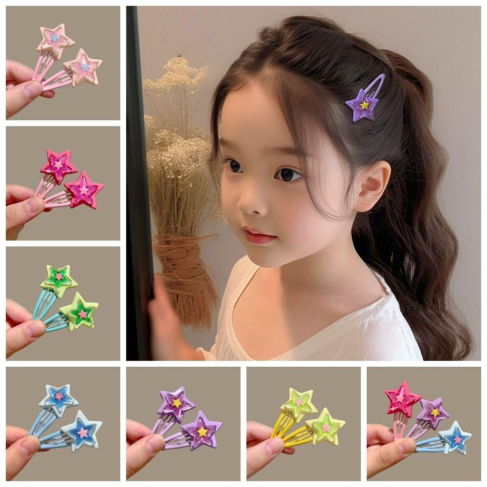 Set 2 Kẹp Tóc Hình Ngôi Sao Nhiều Màu Phong Cách Hàn Quốc Ngọt Ngào