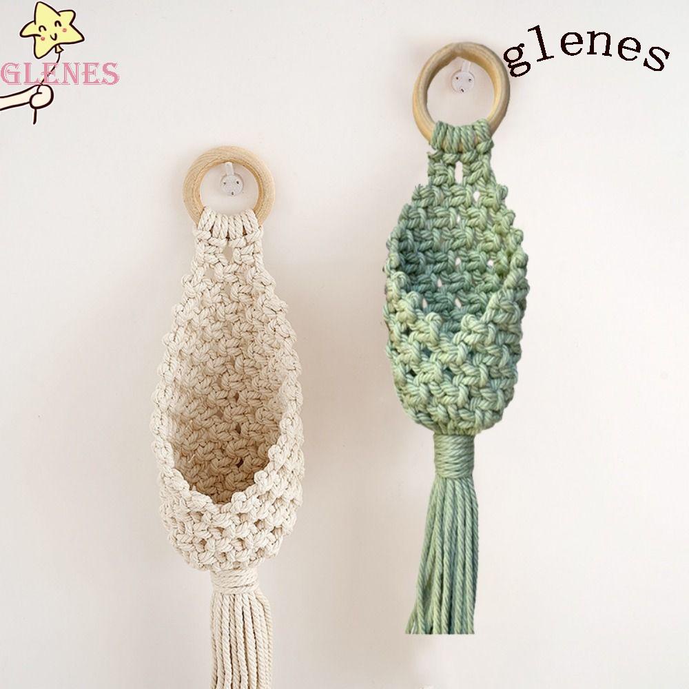 Túi Lưới Trồng Cây Bằng Cotton Đan Thủ Công Phối Tua Rua Sáng Tạo 2023