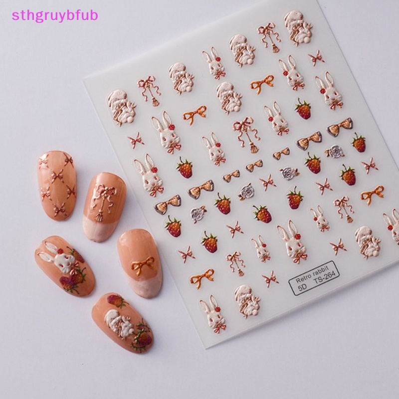 Miếng Dán Trang Trí Móng Tay 5D Hình Thỏ Đáng Yêu DIY