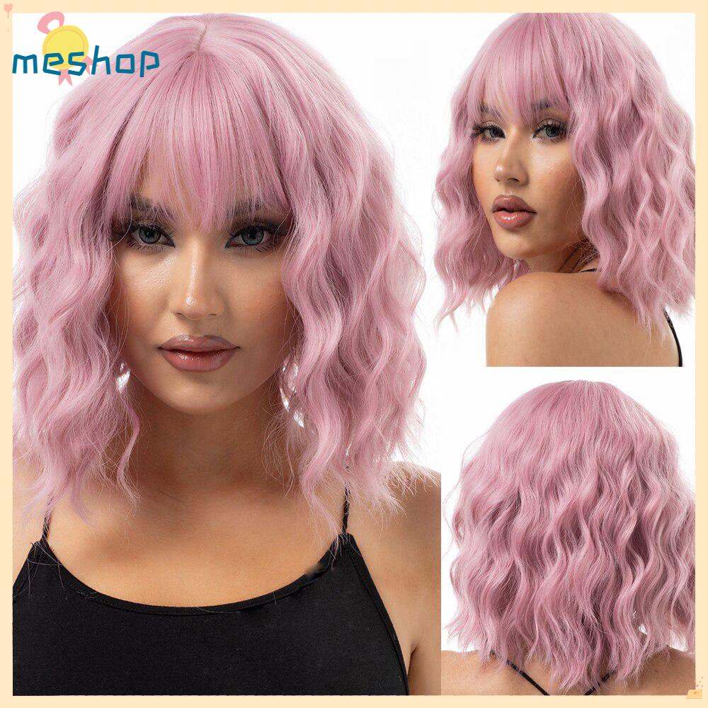 ME Bộ Tóc Giả Dài Xoăn Màu Hồng Chịu Nhiệt Độ Cao Thời Trang Cho Nữ