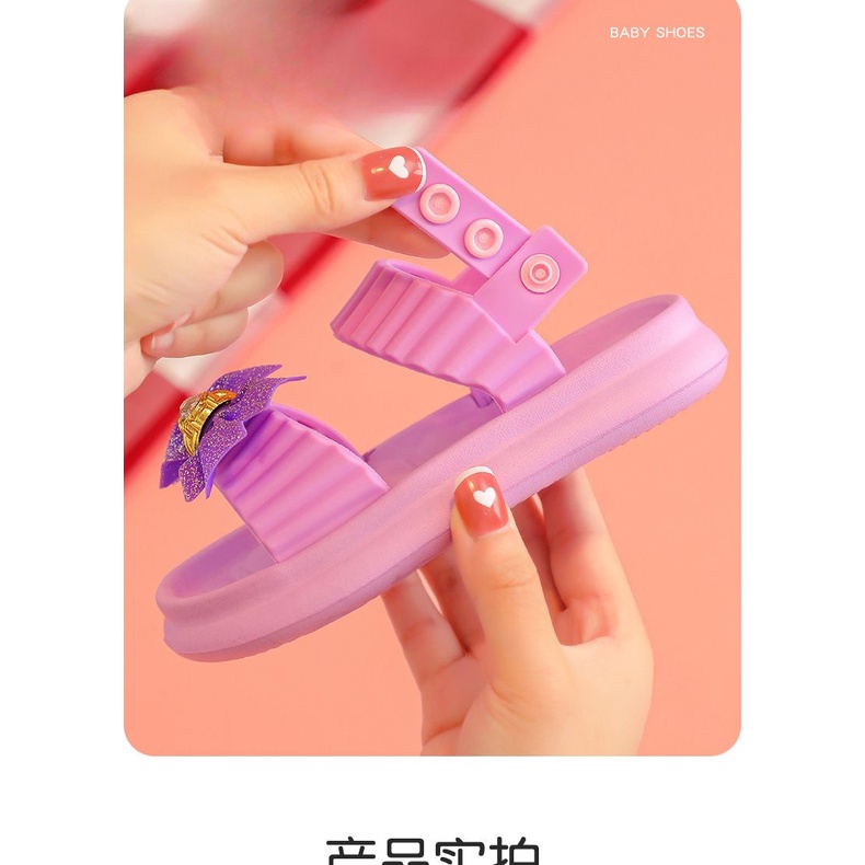 Xăng đan Nhựa EVA Đế Mềm Chống Trượt Thoáng Khí Đính Nơ Thời Trang Mùa Hè Cho Bé Gái