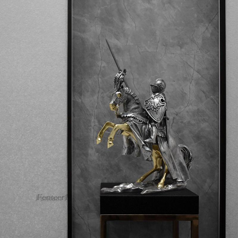 [Fenteer1] Tượng Hiệp Sĩ Điêu Khắc Trang Trí Kệ Sách Để Bàn Phòng Khách