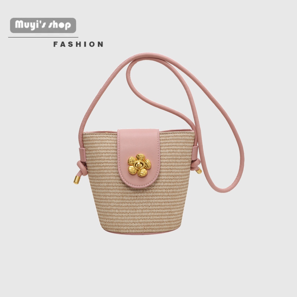 Túi Xách Bucket Đeo Vai Đan Cói Thời Trang Đi Biển Mới