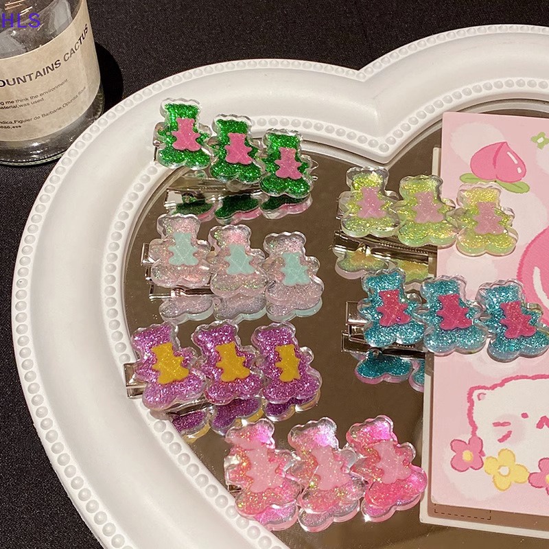 Kẹp Tóc Hình Gấu Nhỏ Lấp Lánh Thời Trang Mùa Hè Cho Nữ