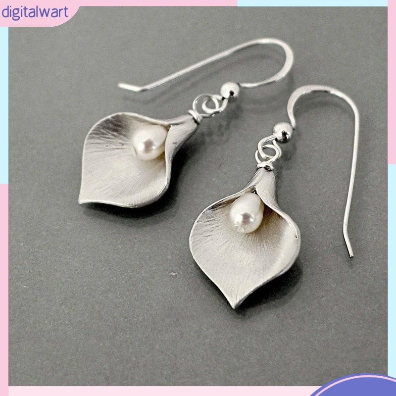 Bông Tai Hình Hoa calla lily Đính Ngọc Trai Nhân Tạo Phong Cách Thời Trang Âu Mỹ