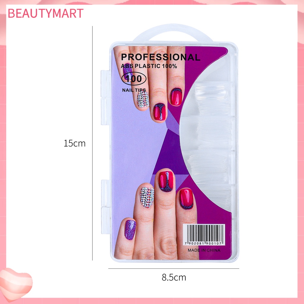 Bộ 100 Móng Tay Giả Trong Suốt Dùng Nối Dài Liền Mạch