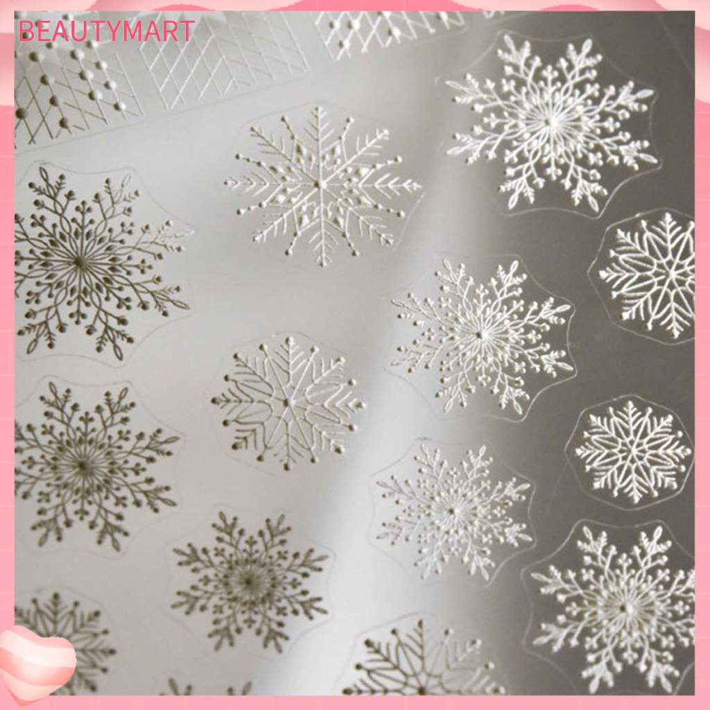 Miếng Dán Trang Trí Móng Tay Tạo Hiệu Ứng 3D Siêu Mỏng Họa Tiết Bông Tuyết Năm Mới