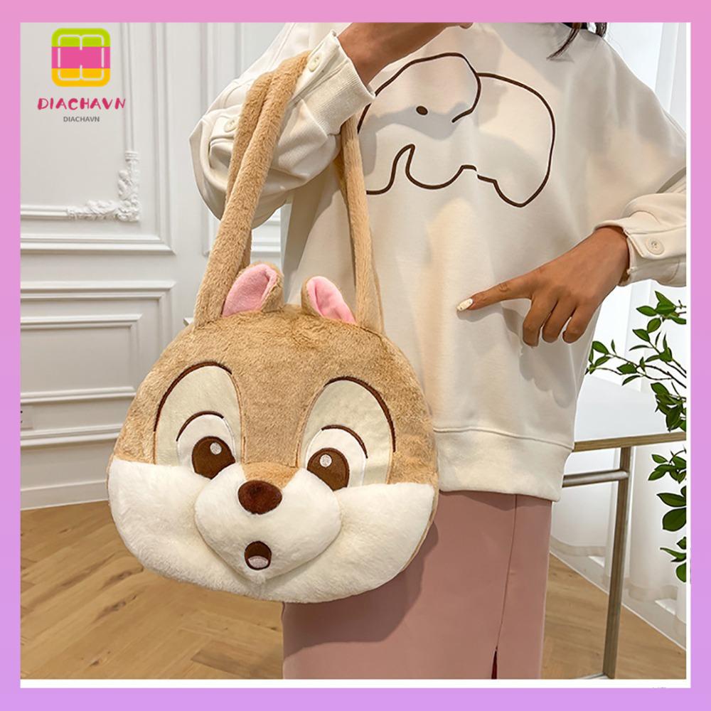 Túi Tote Đeo Vai Bằng Vải Bông Sức Chứa Lớn Hình Chú Sóc