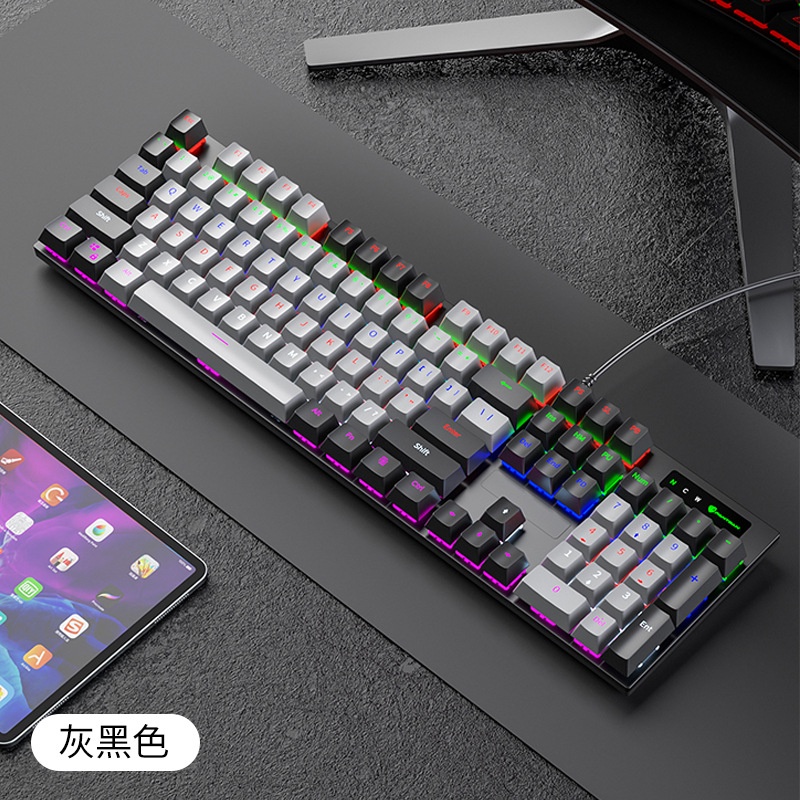 Bàn phím cơ  104 phím có đèn LED có dây năng động RGB blue switch văn phòng trò chơi chung bàn phím