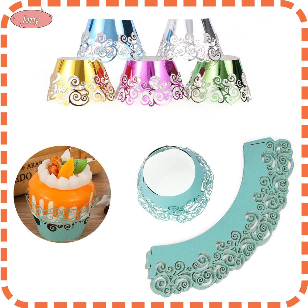 KRNY Set 12 Cốc Giấy Đựng Bánh Cupcake Phối Ren Xinh Xắn Ốp