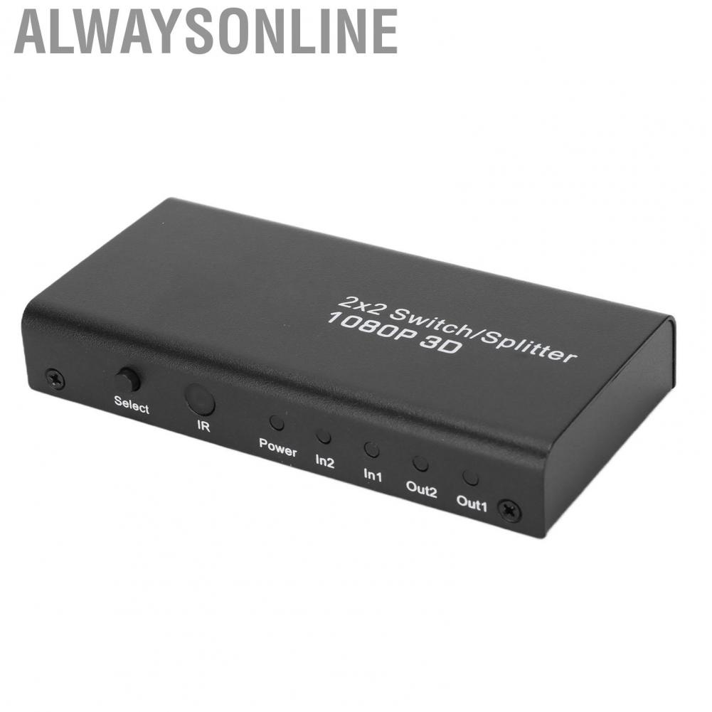 Alwaysonline 1080P 60Hz Video Splitter  2 in Out 2.25G Gbps 225MHz HD Multimedia Interface Switch for TV Game Console