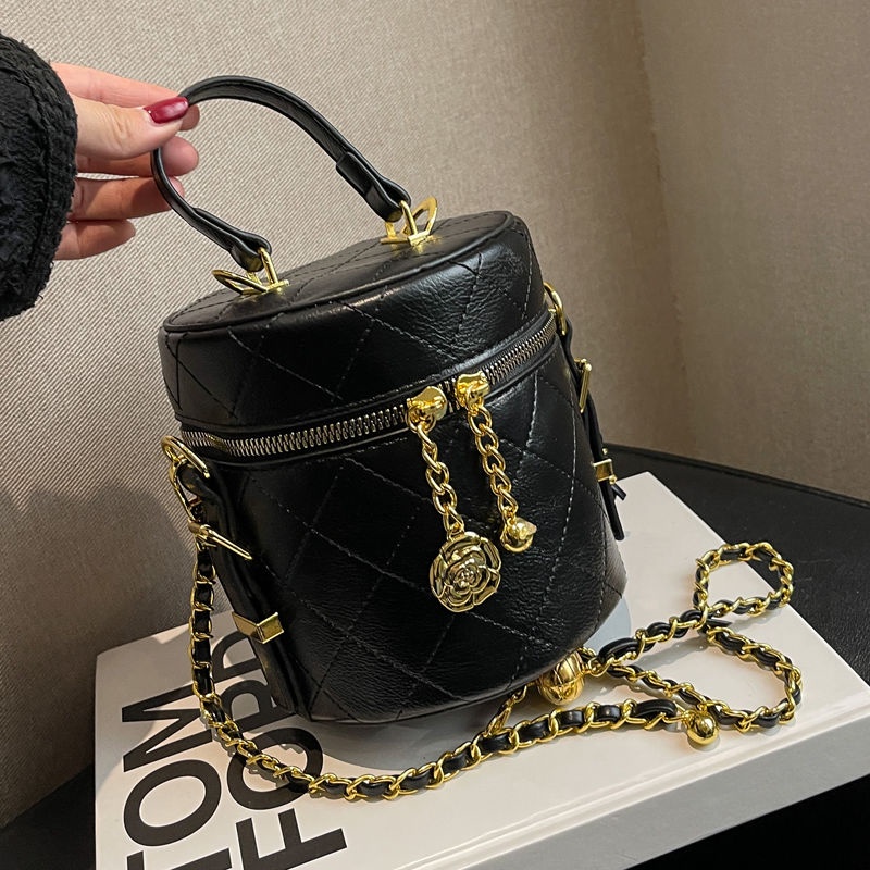 Túi Xách Đeo Vai Hình Trụ Phối Dây Xích Đính Đá Thời Trang Dành Cho Nữ