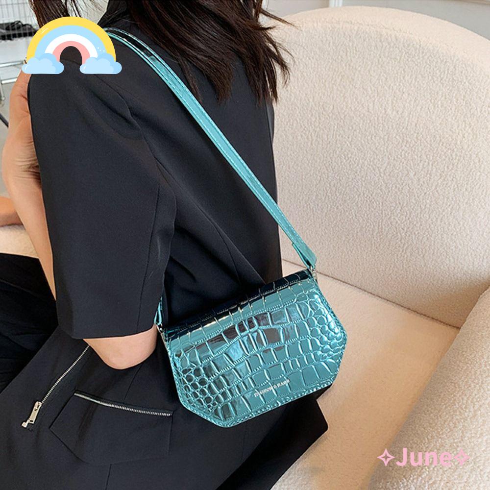 JUNE Túi Xách Da PU Bóng Thời Trang Cho Nữ