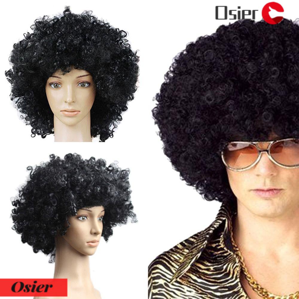 OSIER1 Tóc Giả Xoăn Lọn Nhiều Màu Đen Hóa Trang Halloween