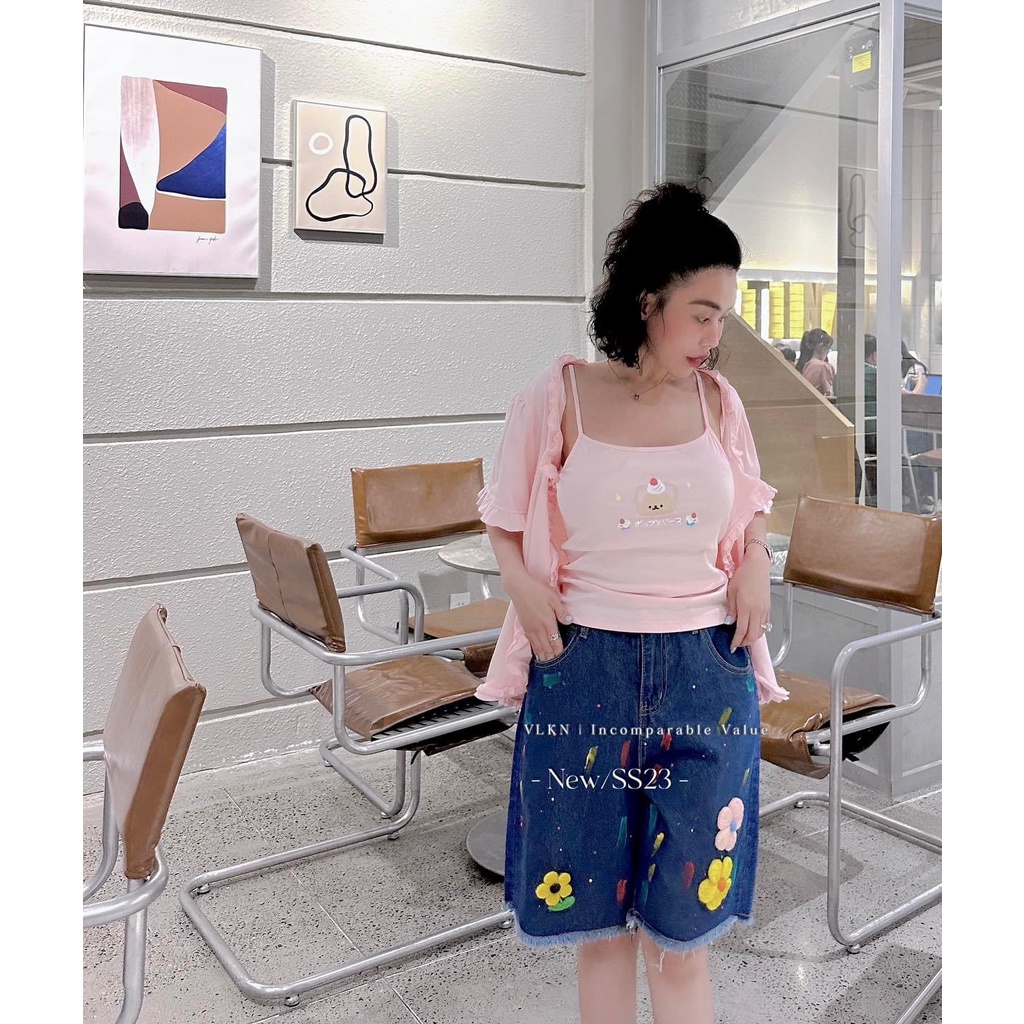 Set áo 2s gấu kèm khoác viền bèo