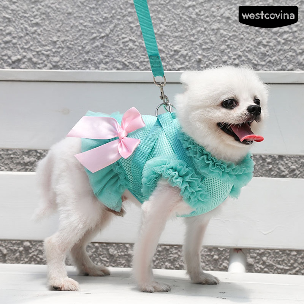 [COD]♞1 Bộ Dây Dắt Thú Cưng Đi Dạo Thiết Kế Thắt Nơ Thoáng Khí