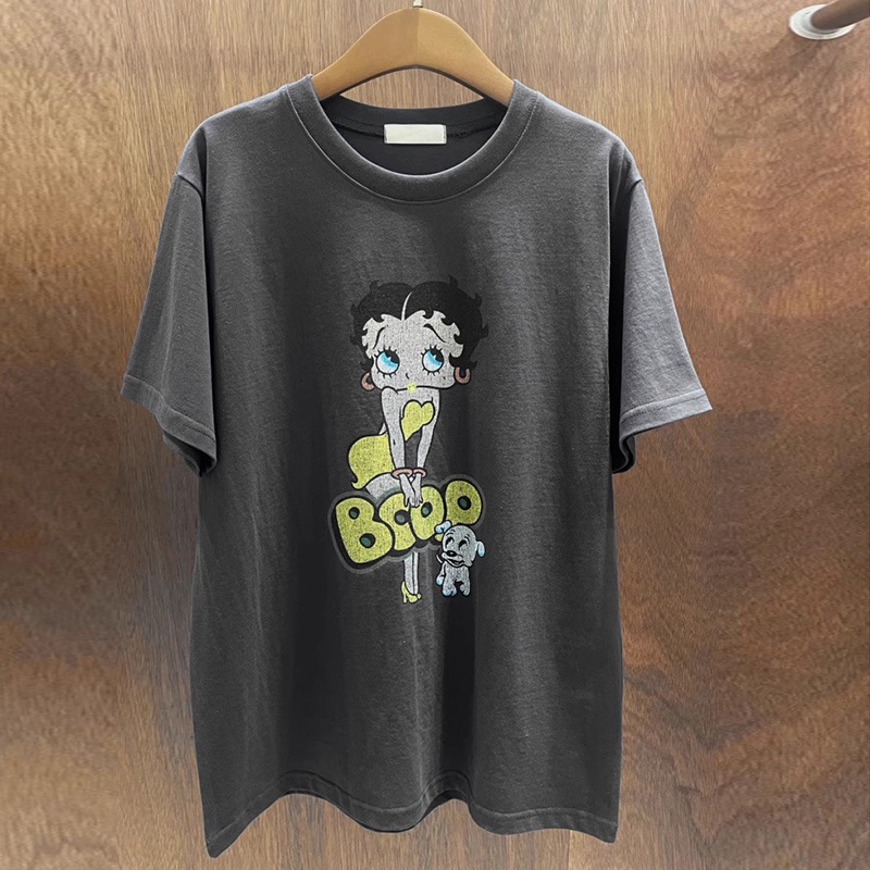 Áo Thun Cotton Tay Ngắn In Hình Cún BOOP Betty Phong Cách Hàn Quốc Mới Cho Nữ