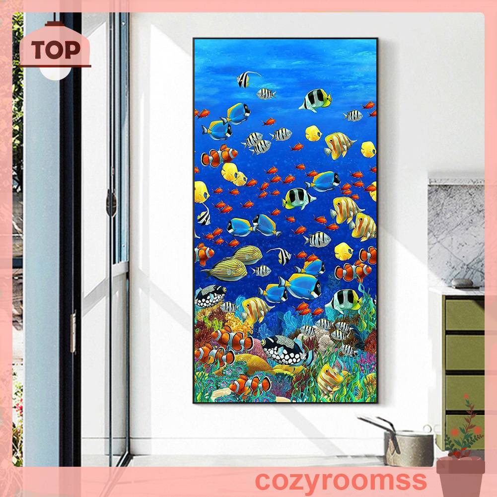 Tranh Đính Đá Kim Cương Toàn Bộ 5D DIY Hình Vẽ Cá Đại Dương