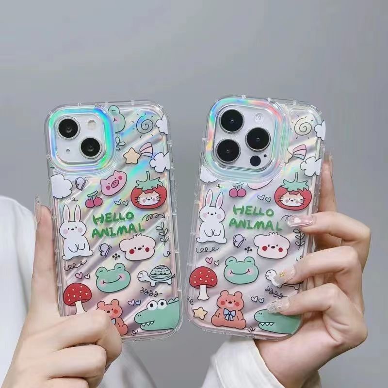 Ốp Điện Thoại Dẻo Màu Laser In Họa Tiết Hoạt Hình Động Vật Dễ Thương Cho iphone1412promax F9FL 1311 8p 7