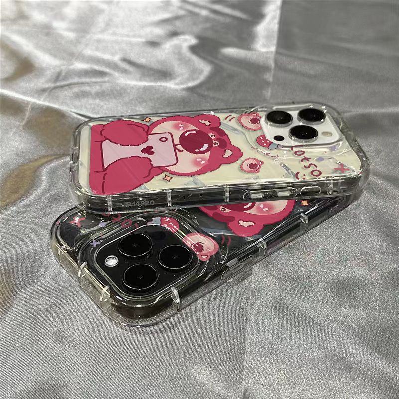 Ốp Điện Thoại Dẻo Họa Tiết Gấu &amp; Dâu Tây Dễ Thương Cho iPhone14promax11 xrsins IHT4 7plus 81312