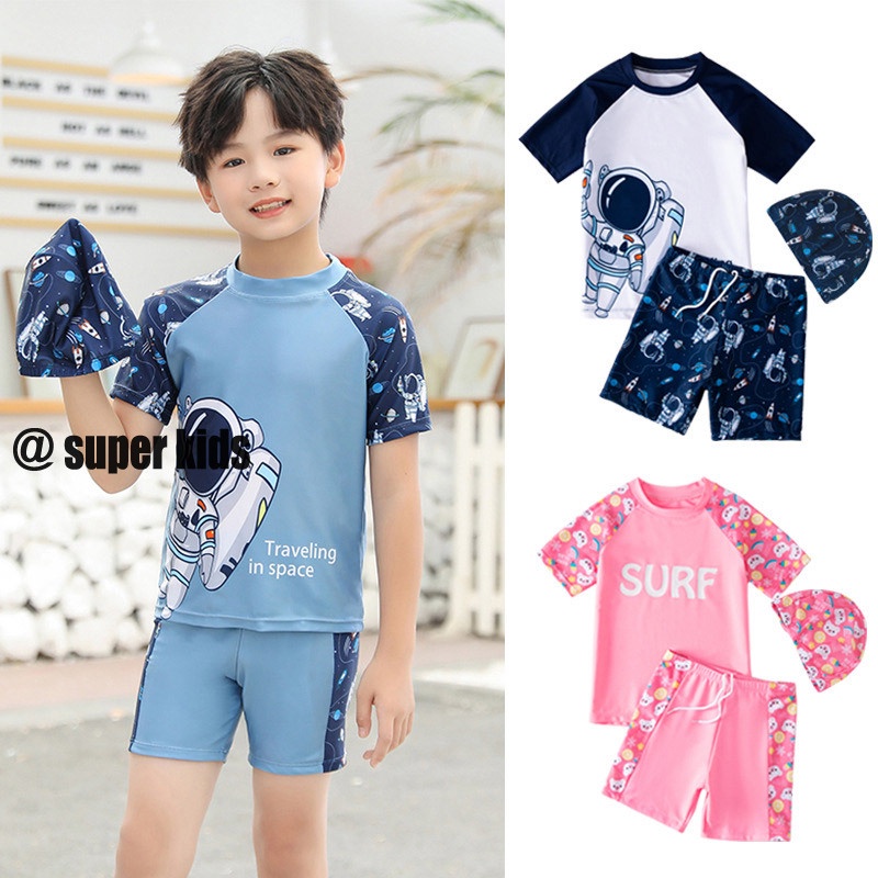SUPER KIDS Bộ Đồ Bơi Họa Tiết Hoạt Hình Đáng Yêu Cho Bé