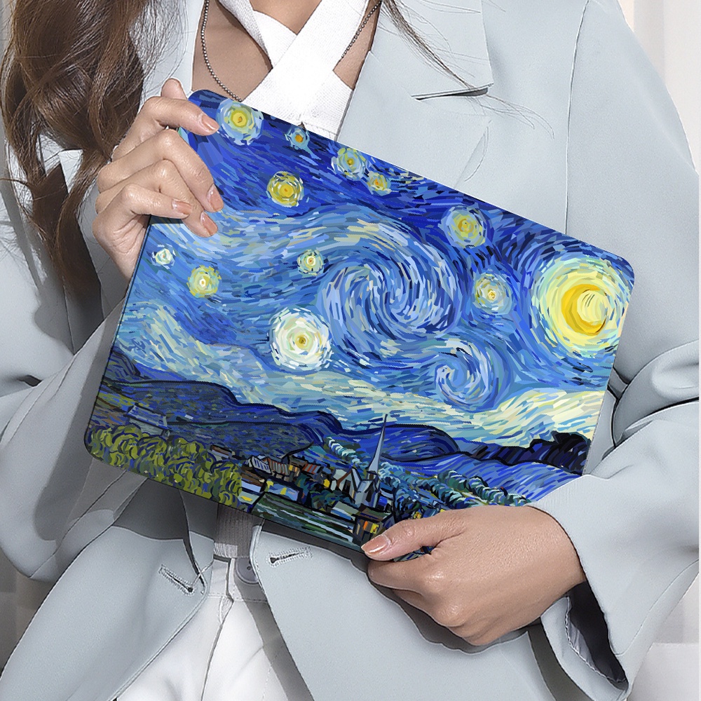 Oil Painting print hollow logo case compatible for MacBook case 2023 M2 Pro 14 air 13 inch case A2681 A2337 M1 M2 A2179 Pro 14 15 16 A2442 A2485 A2141 A1707 A1990 Retina 13 A1502 A