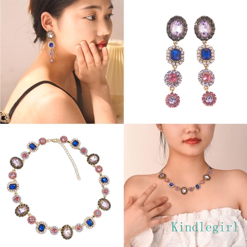 Bộ Vòng cổ + Bông Tai HìNh Hoa Tua Rua ThờI Trung Cổ