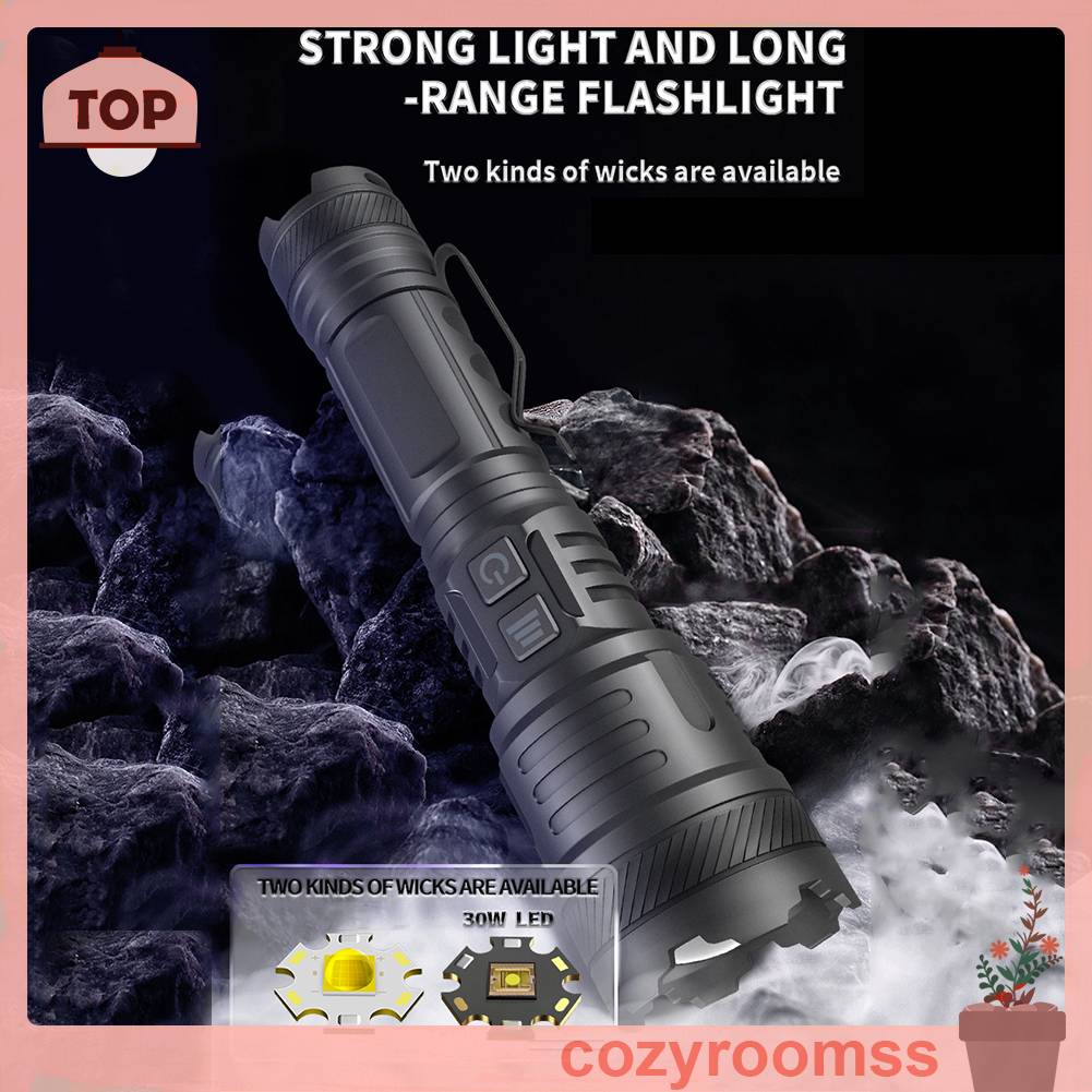 Đèn Pin Chống Nước IPX4 1200LM 30W LED Có Thể Sạc Lại Bằng Cổng USB