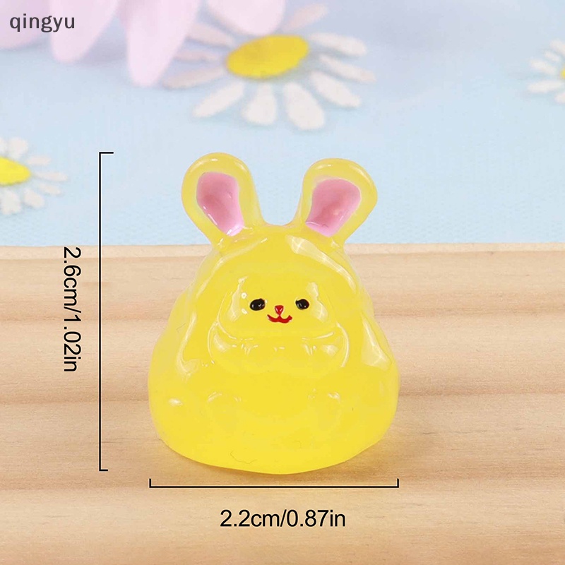 Bộ 2 Tượng Thỏ Hoạt Hình Mini Phát Sáng Trang Trí Tiểu Cảnh