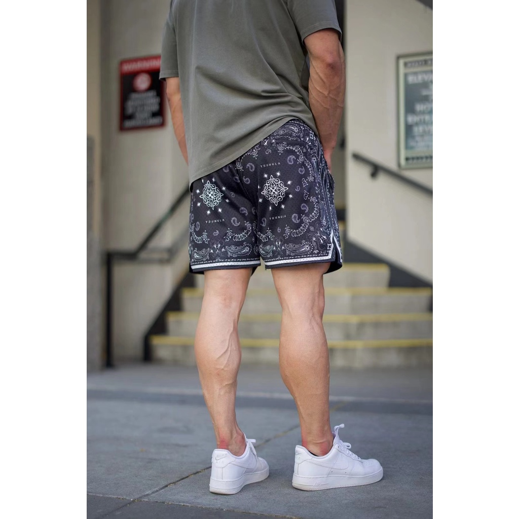 Quần Short Thể Thao Phối Lưới Thoáng Khí Nhanh Khô In Họa Tiết Thời Trang Mùa Hè Cho Nam