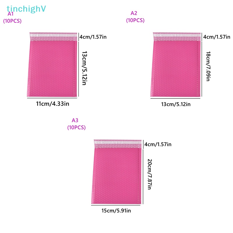 [TinchighV] Set 10 Túi Bong Bóng Đỏ Hồng Tự Đóng Gói Hàng Bảo Vệ Chống Rơi Bền [Hàng Mới]
