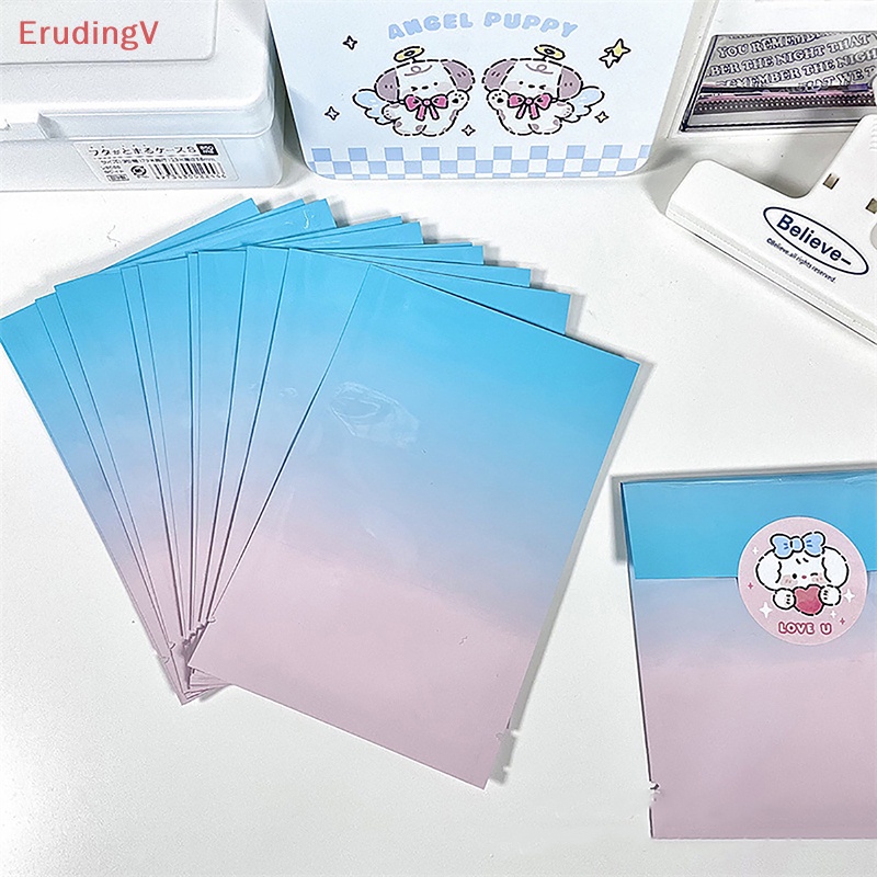 [ErudingV] Set 10 Túi Zip Lõi Nhôm Phẳng Di Động Màu Xanh Dương Hồng Gradient Có Thể Tái Sử Dụng Đựng Trang Sức [Mới]