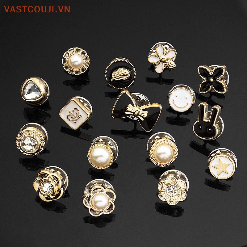 Set 10 Ghim Cài Áo Đính Ngọc Trai Giả Bằng Kim Loại Thời Trang Cho Nữ