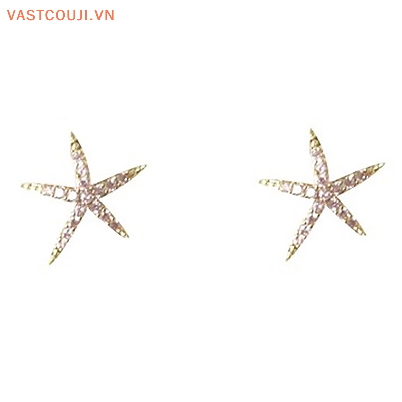 1 Đôi Bông Tai Hình Sao Biển Đính Đá Zircon Phong Cách Hàn Quốc Thời Trang Cho Nữ