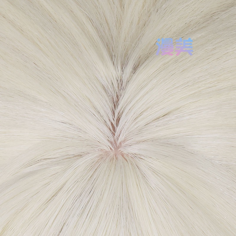 Genshin Impact Klee New Skin Cosplay Wig 42cm Long Cream White Hair Heat Resistant Synthetic Wigs with Ears