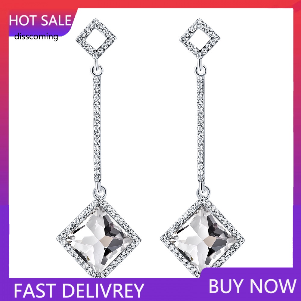 Đầm Nữ Kiểu Dáng Thời Trang Thanh Lịch| Bông Tai Dáng Dài Bằng Hợp Kim Đính Kim Cương Phong Cách Hàn Quốc