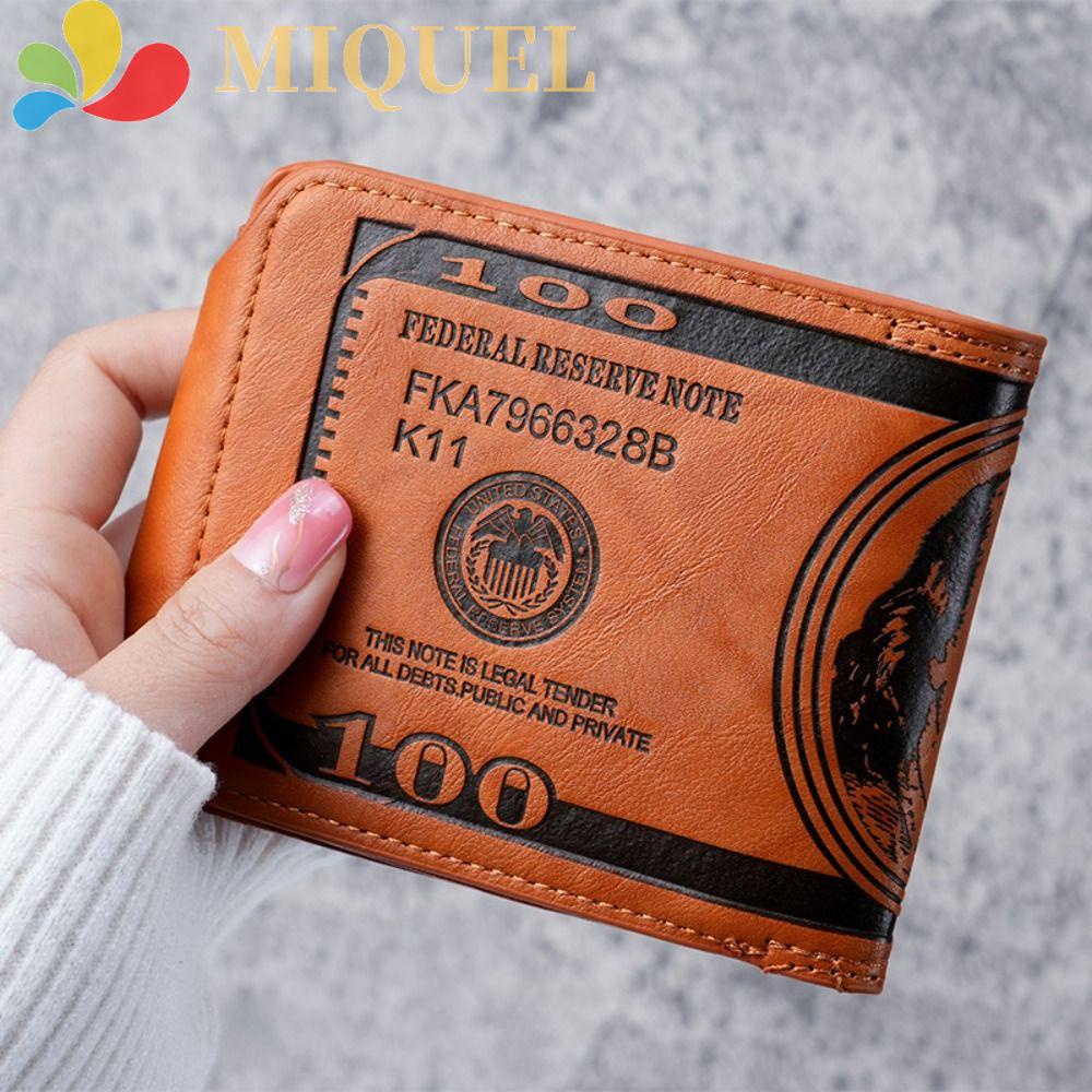 MIQUEL Ví Da PU Cỡ Lớn Họa Tiết Tờ Tiền Đô La Thời Trang Cho Nam
