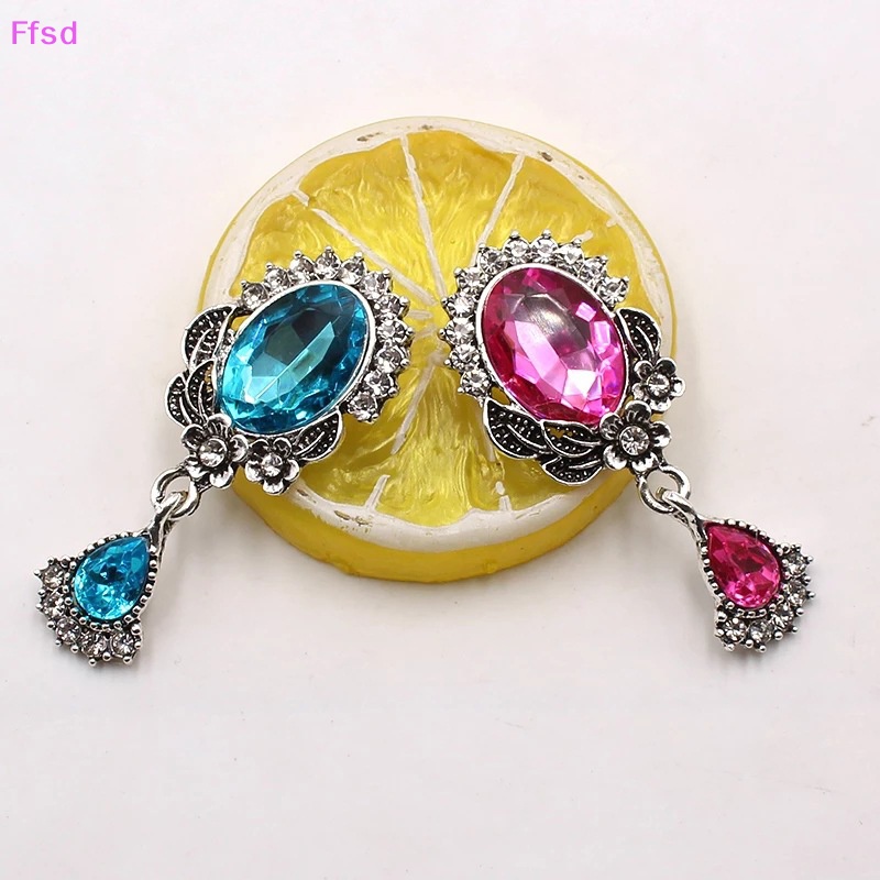 Ghim Cài Áo Hợp Kim / acrylic Hình oval Đính Đá Lấp Lánh 23 * 52mm DIY